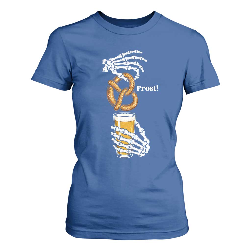 Prost Beer Lover Skeleton Hands German Festival Graphic T Shirt For Women