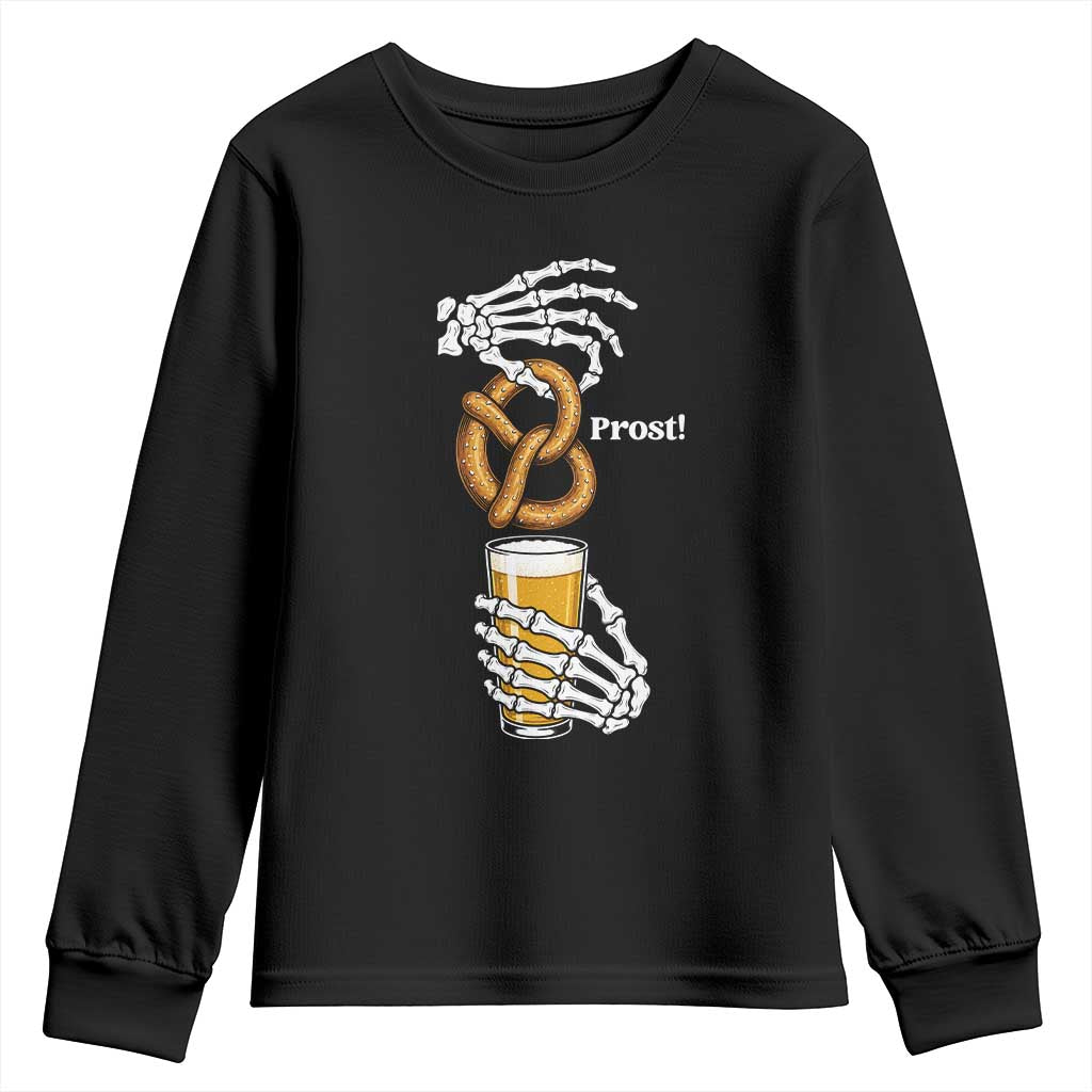 Prost Beer Lover Skeleton Hands German Festival Graphic Youth Sweatshirt TS12 Black Print Your Wear