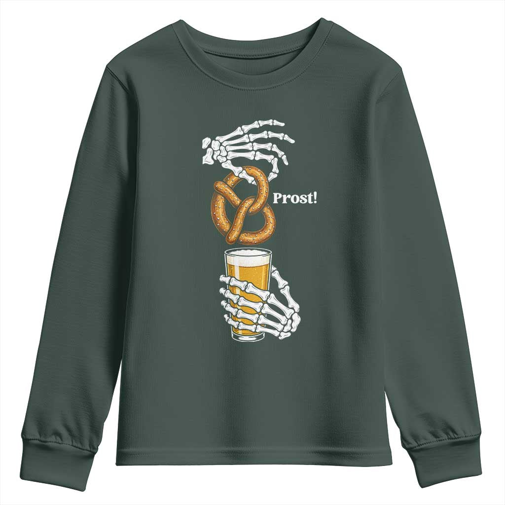 Prost Beer Lover Skeleton Hands German Festival Graphic Youth Sweatshirt
