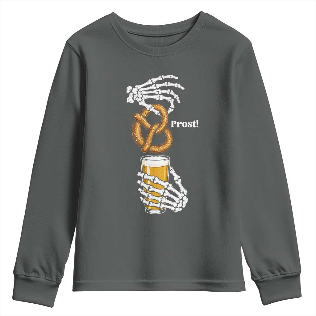 Prost Beer Lover Skeleton Hands German Festival Graphic Youth Sweatshirt