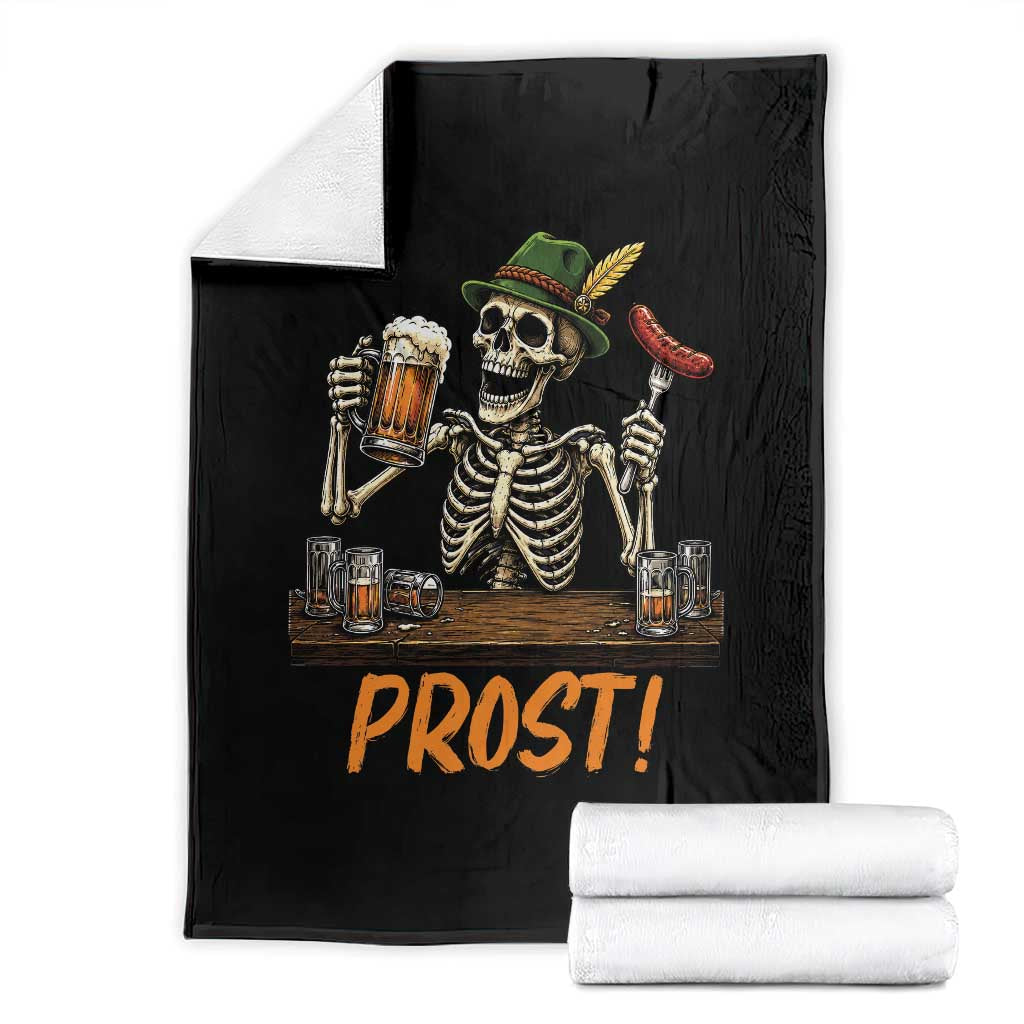 Funny Skeleton Oktoberfest Throw Blanket Prost Beer Lover Bavarian Gift TS12 Black Print Your Wear