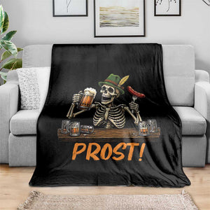 Funny Skeleton Oktoberfest Throw Blanket Prost Beer Lover Bavarian Gift