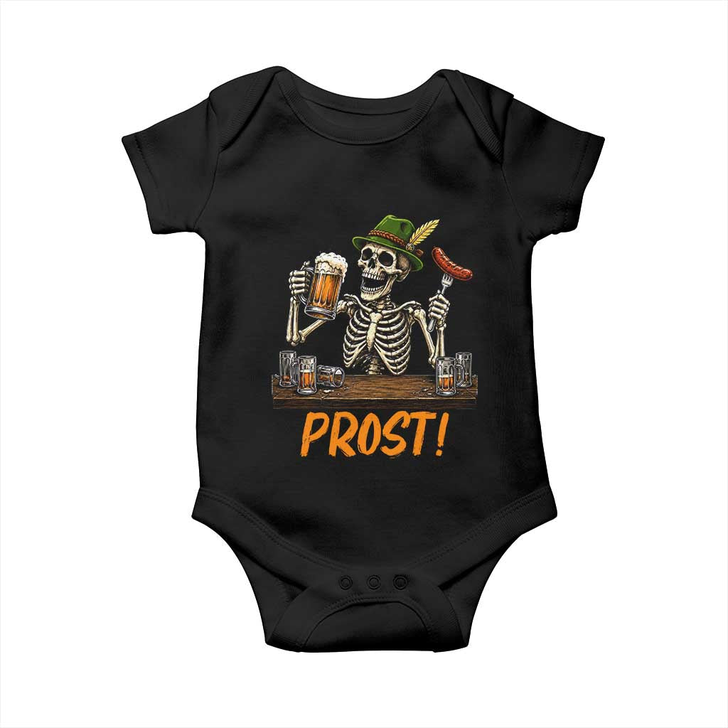 Funny Skeleton Oktoberfest Baby Onesie Prost Beer Lover Bavarian Gift TS12 Black Print Your Wear