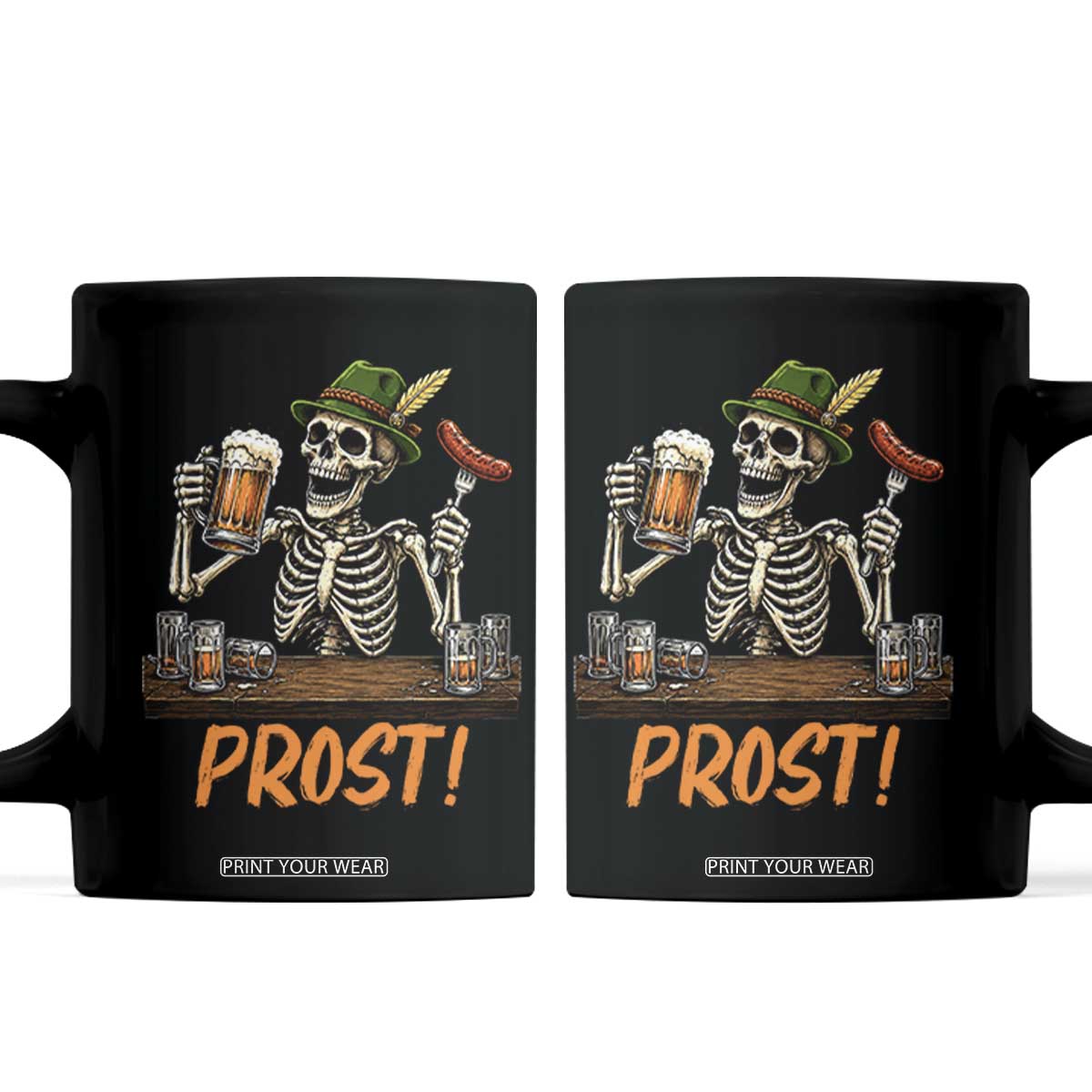 Funny Skeleton Oktoberfest Coffee Mug Prost Beer Lover Bavarian Gift TS12 Black Print Your Wear