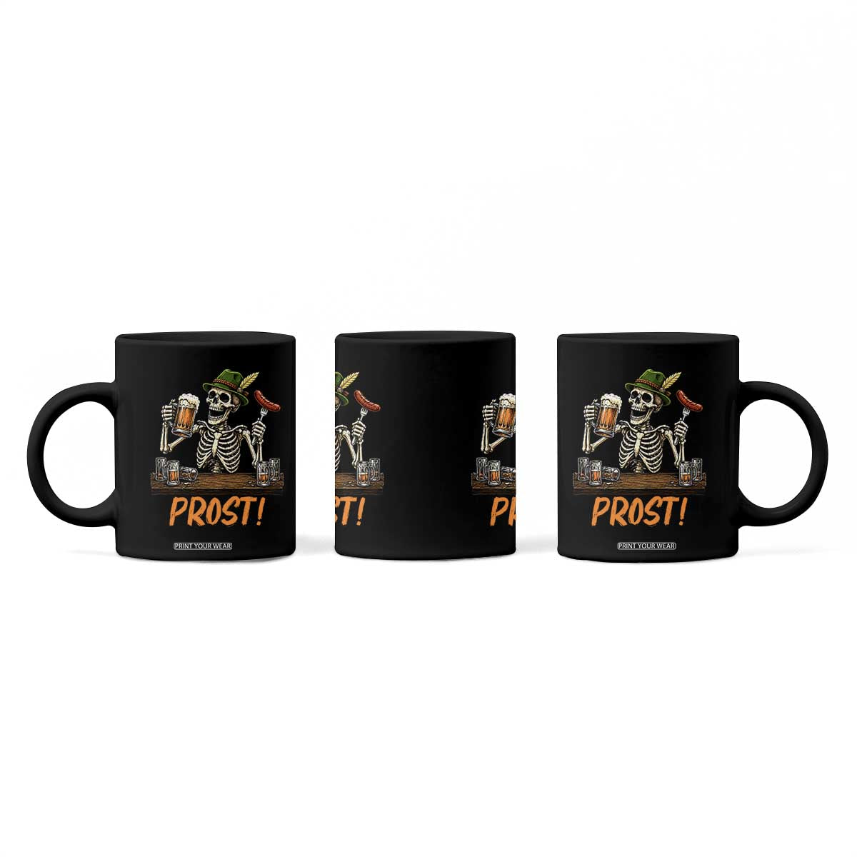 Funny Skeleton Oktoberfest Coffee Mug Prost Beer Lover Bavarian Gift