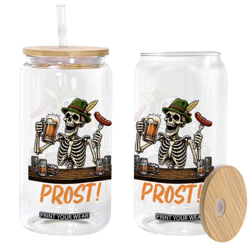 Funny Skeleton Oktoberfest Glass Can Prost Beer Lover Bavarian Gift