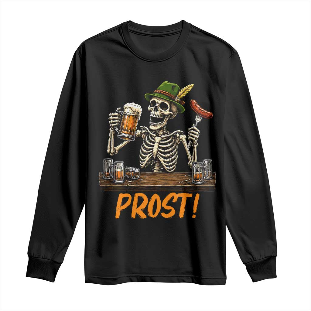 Funny Skeleton Oktoberfest Long Sleeve Shirt Prost Beer Lover Bavarian Gift TS12 Black Print Your Wear