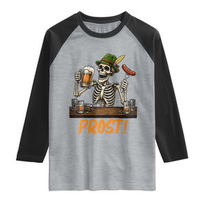 Funny Skeleton Oktoberfest Raglan Shirt Prost Beer Lover Bavarian Gift