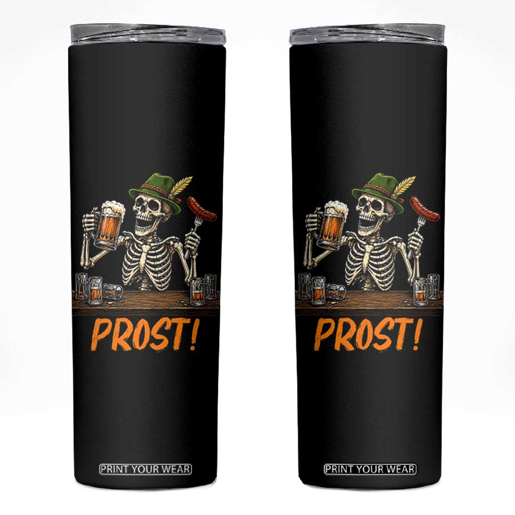Funny Skeleton Oktoberfest Skinny Tumbler Prost Beer Lover Bavarian Gift TS12 Black Print Your Wear