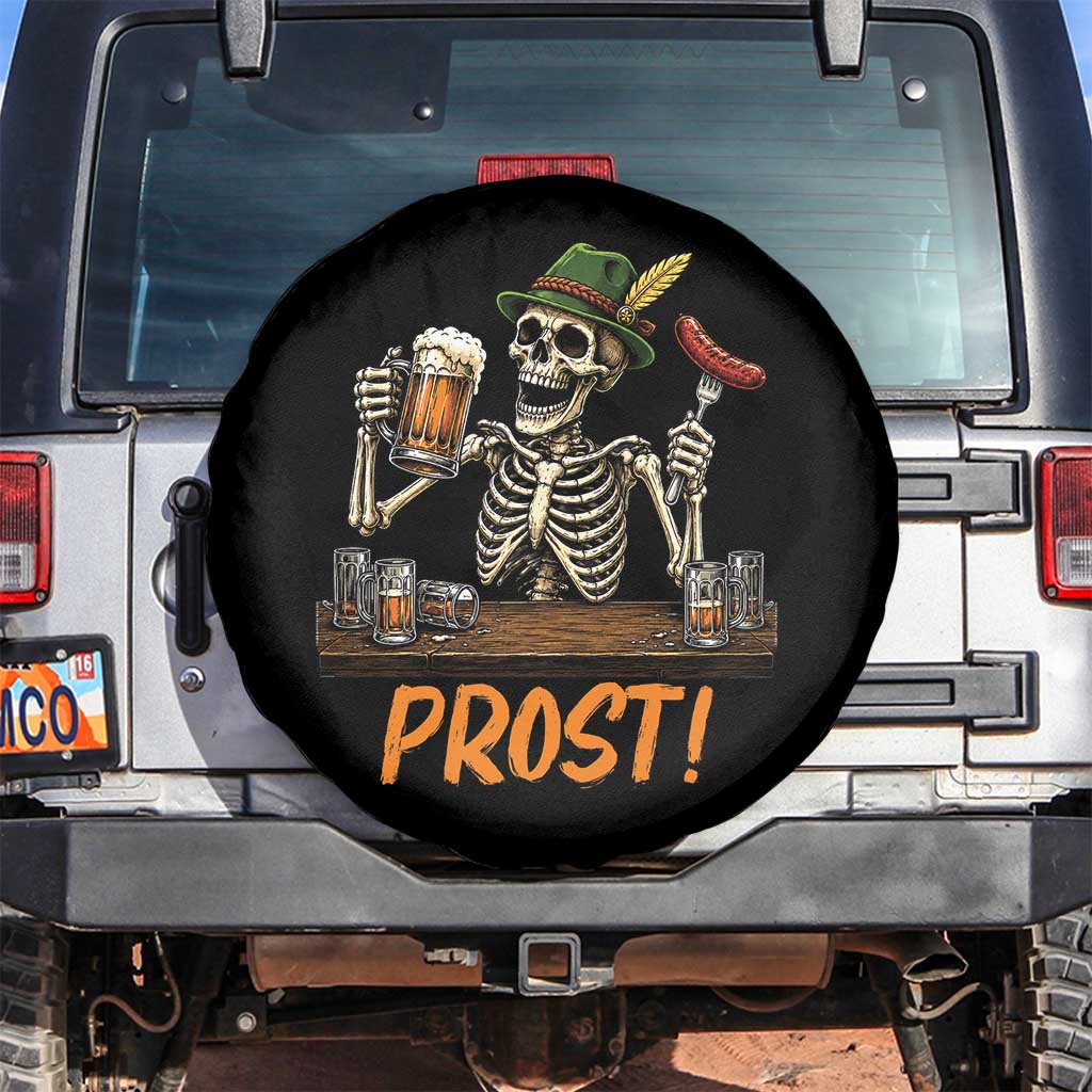 Funny Skeleton Oktoberfest Spare Tire Cover Prost Beer Lover Bavarian Gift TS12 No hole Black Print Your Wear