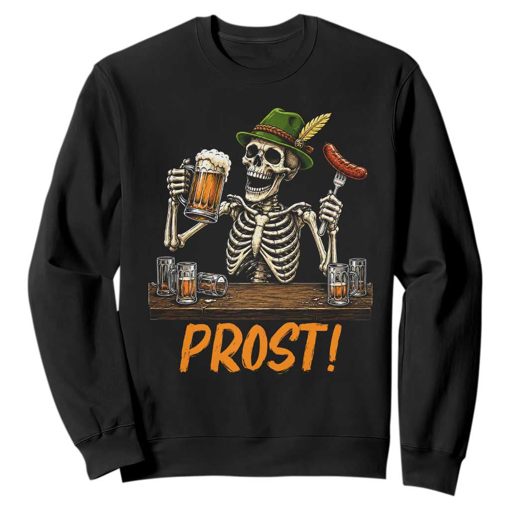 Funny Skeleton Oktoberfest Sweatshirt Prost Beer Lover Bavarian Gift TS12 Black Print Your Wear