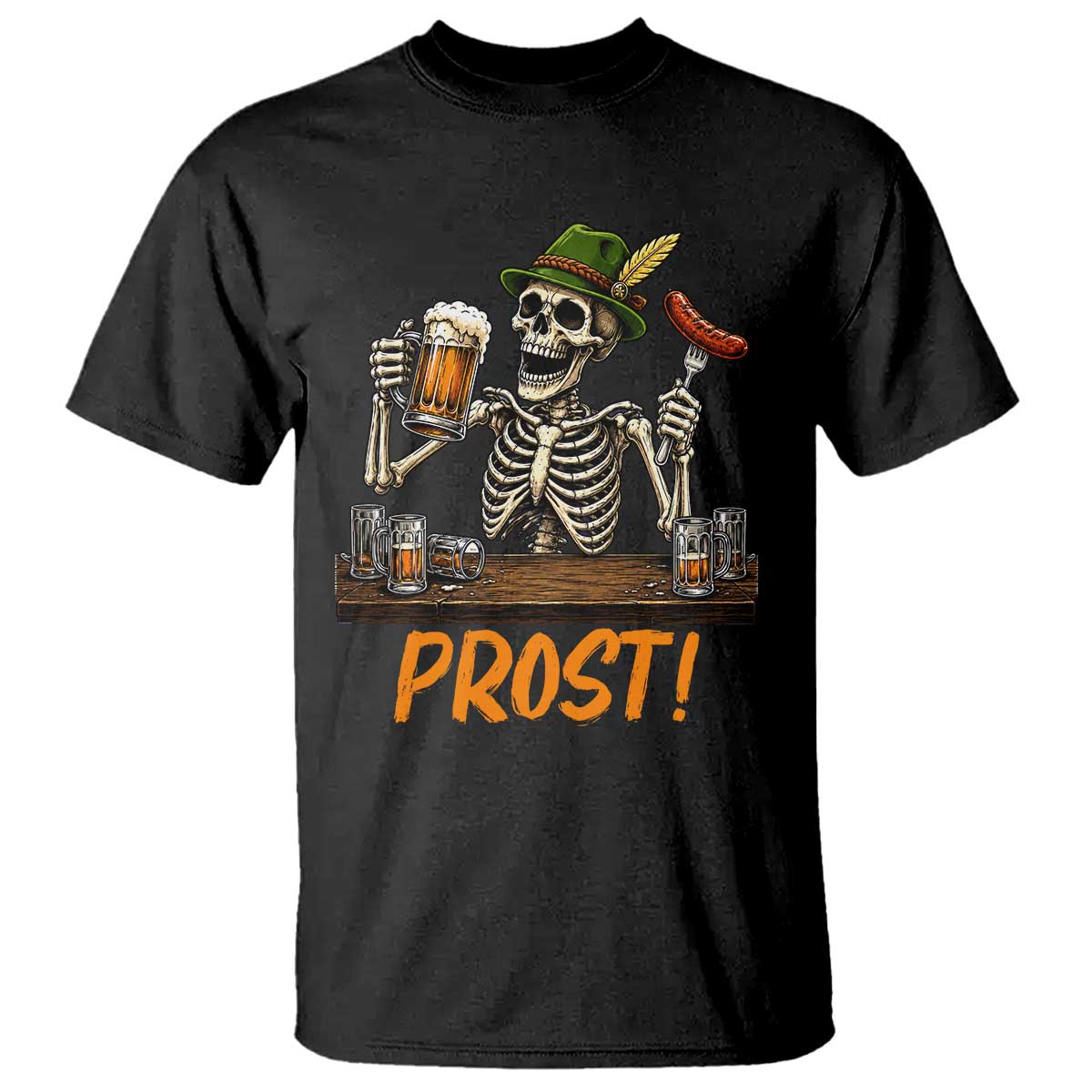 Funny Skeleton Oktoberfest T Shirt Prost Beer Lover Bavarian Gift