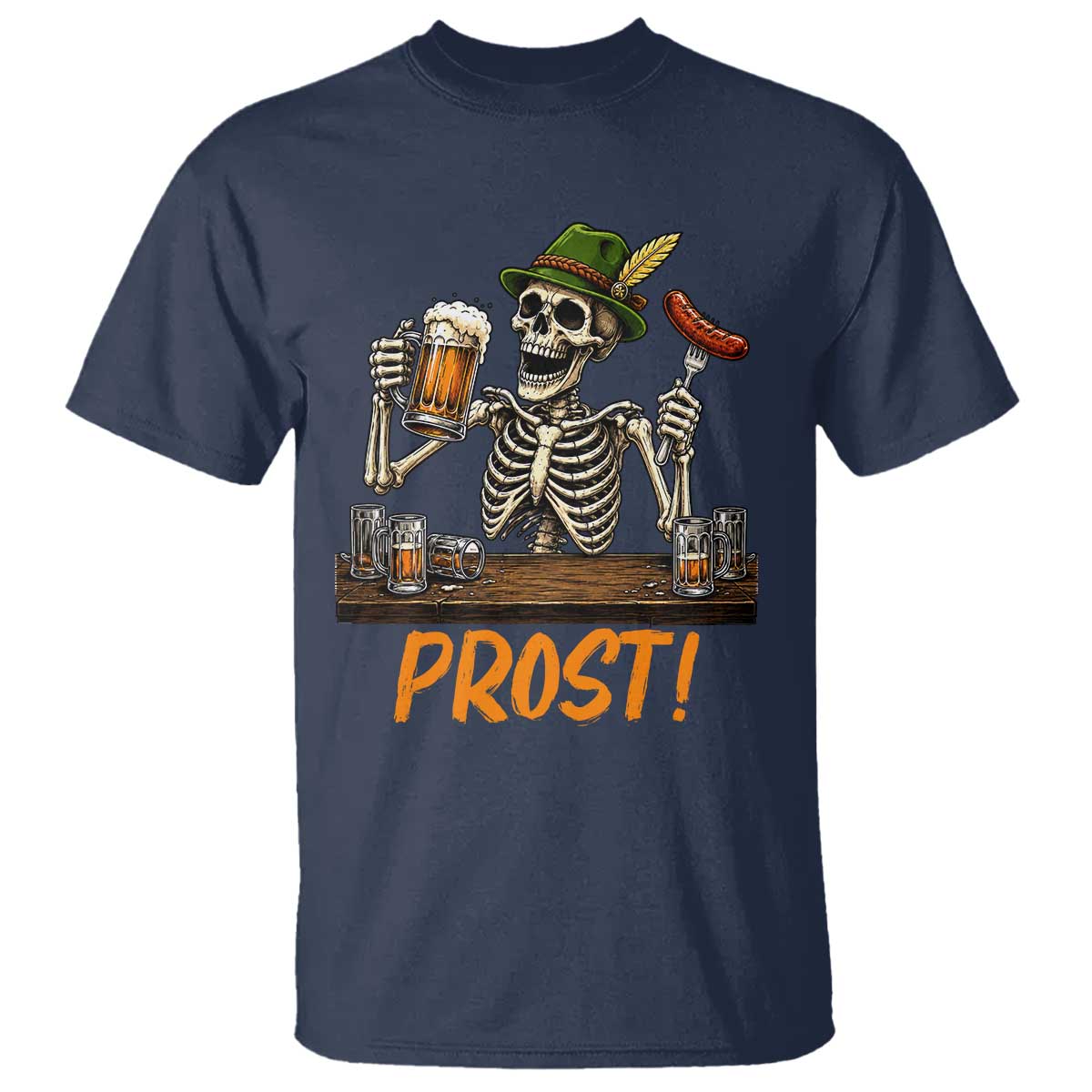 Funny Skeleton Oktoberfest T Shirt Prost Beer Lover Bavarian Gift