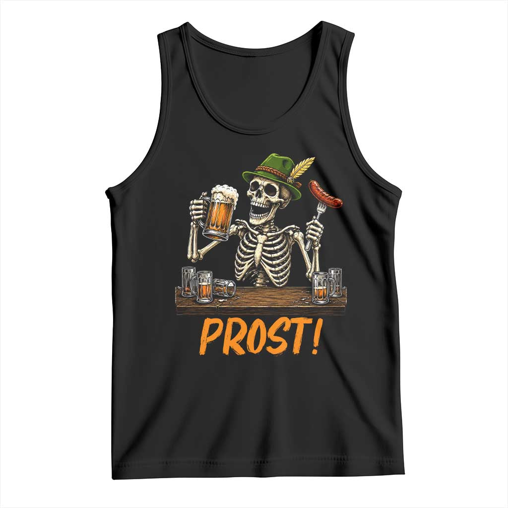Funny Skeleton Oktoberfest Tank Top Prost Beer Lover Bavarian Gift TS12 Black Print Your Wear