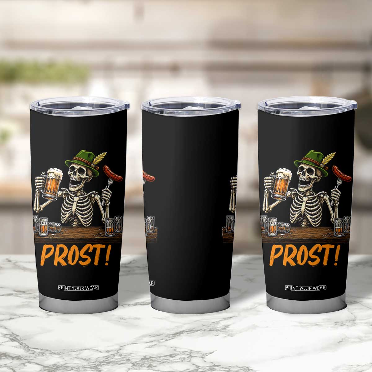 Funny Skeleton Oktoberfest Tumbler Cup Prost Beer Lover Bavarian Gift