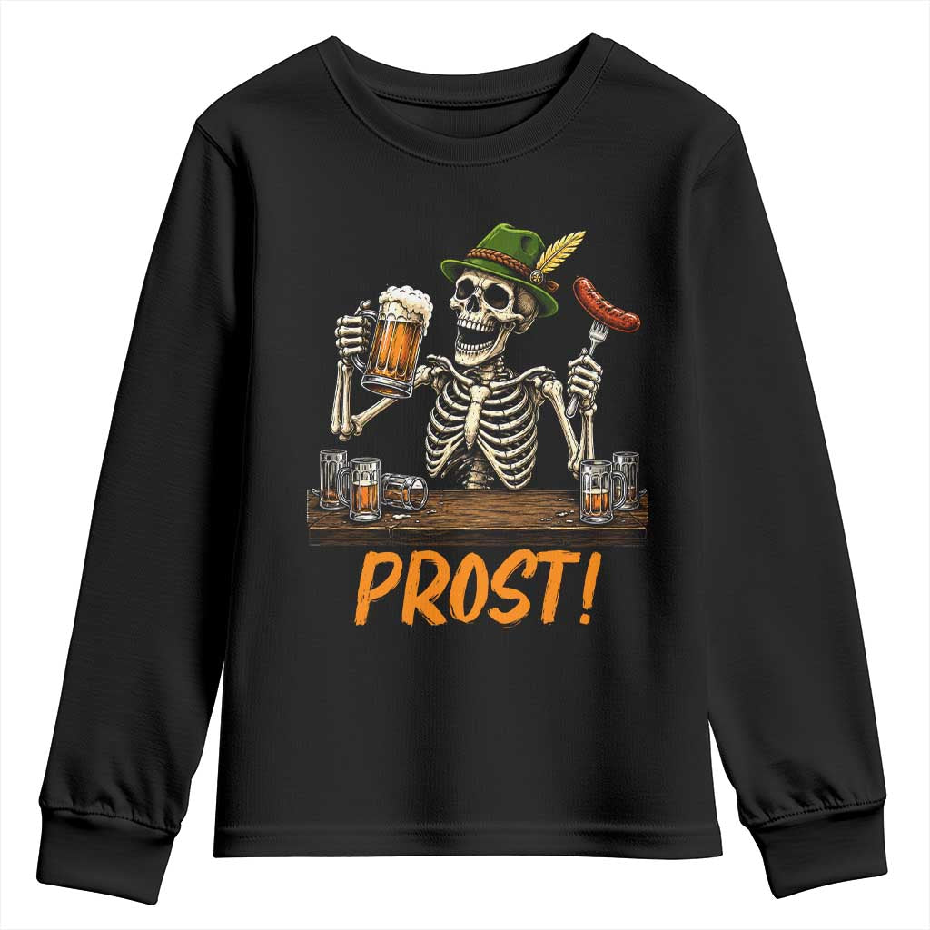 Funny Skeleton Oktoberfest Youth Sweatshirt Prost Beer Lover Bavarian Gift TS12 Black Print Your Wear