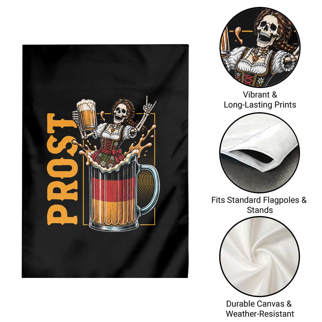 Funny Skeleton Oktoberfest Garden Flag Spooky Prost German Beer Drinker Graphic