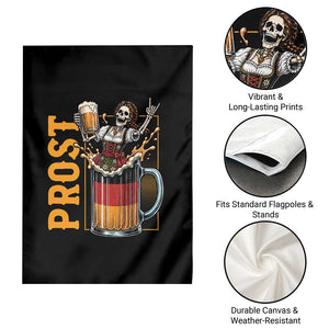 Funny Skeleton Oktoberfest Garden Flag Spooky Prost German Beer Drinker Graphic