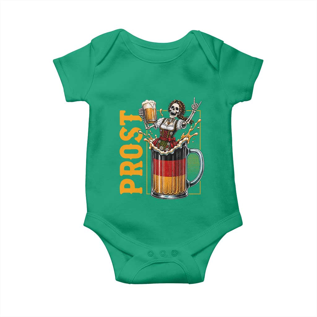 Funny Skeleton Oktoberfest Baby Onesie Spooky Prost German Beer Drinker Graphic