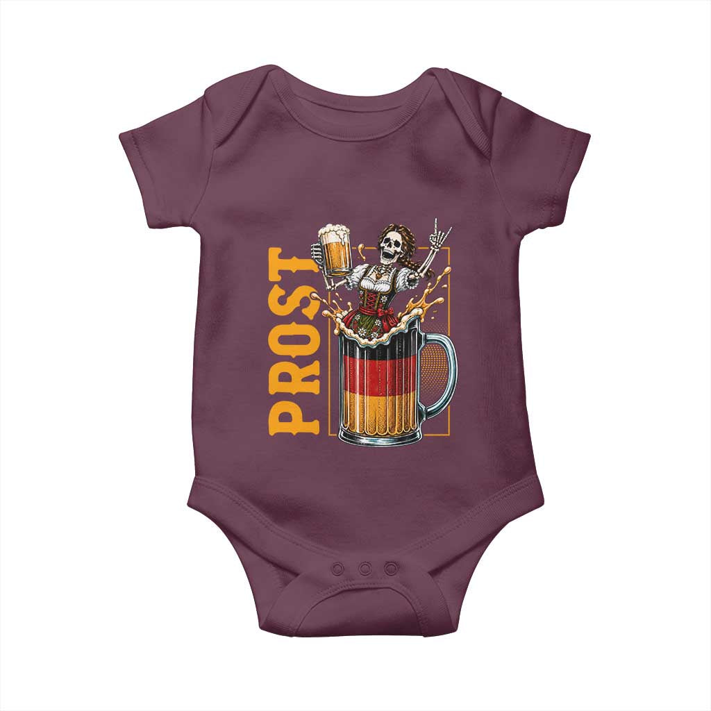 Funny Skeleton Oktoberfest Baby Onesie Spooky Prost German Beer Drinker Graphic