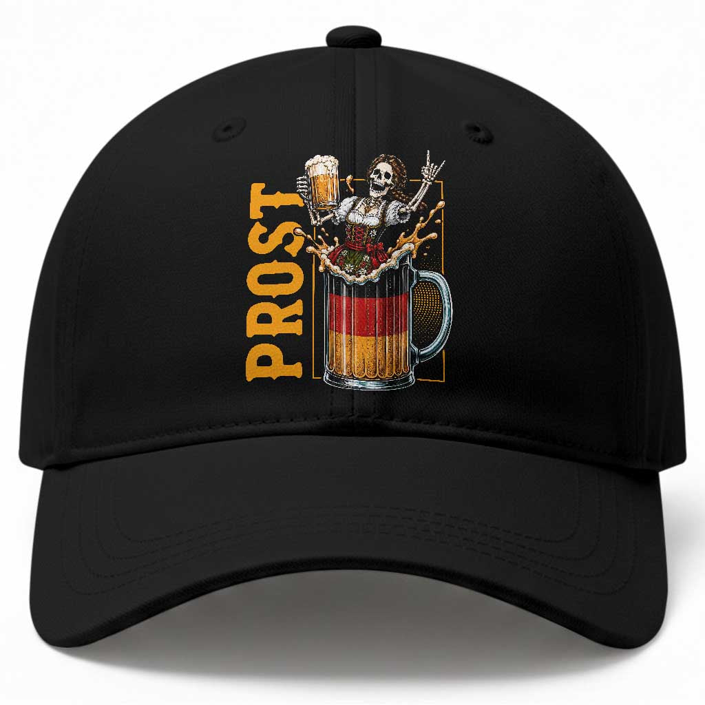 Funny Skeleton Oktoberfest Baseball Cap Spooky Prost German Beer Drinker Graphic TS12 Print Your Wear