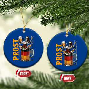 Funny Skeleton Oktoberfest Ceramic Ornament Spooky Prost German Beer Drinker Graphic