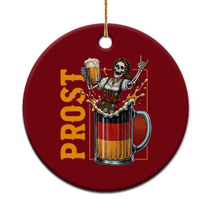 Funny Skeleton Oktoberfest Ceramic Ornament Spooky Prost German Beer Drinker Graphic