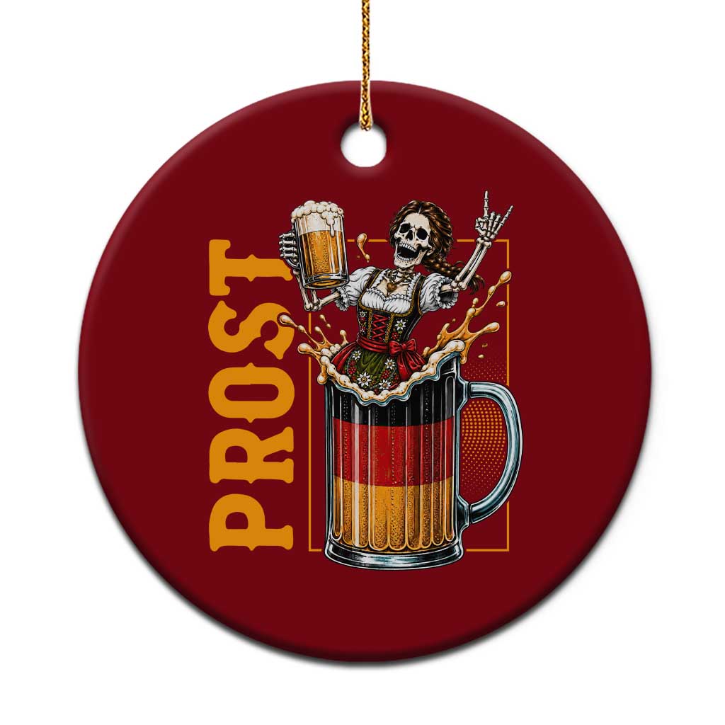 Funny Skeleton Oktoberfest Ceramic Ornament Spooky Prost German Beer Drinker Graphic TS12 1pc Red Print Your Wear