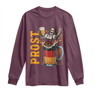 Funny Skeleton Oktoberfest Long Sleeve Shirt Spooky Prost German Beer Drinker Graphic