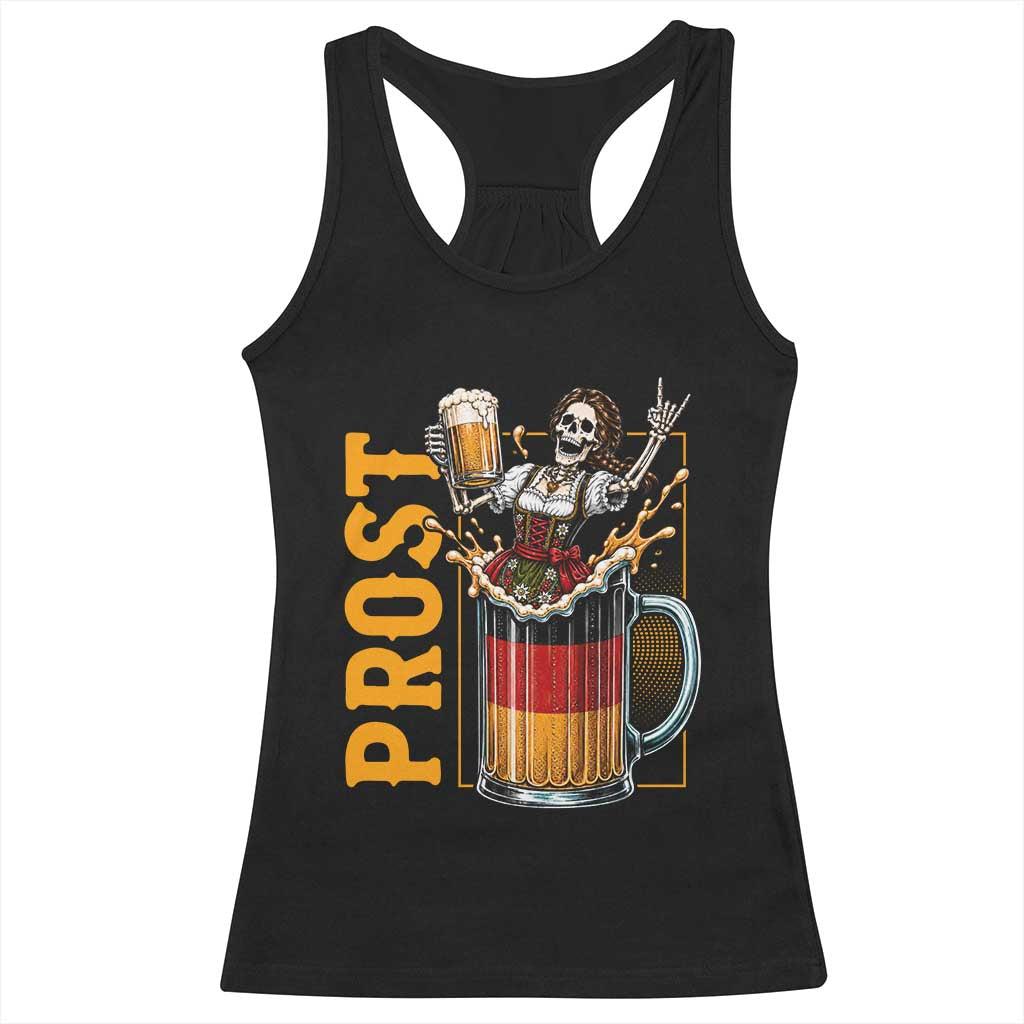 Funny Skeleton Oktoberfest Racerback Tank Top Spooky Prost German Beer Drinker Graphic TS12 Black Print Your Wear
