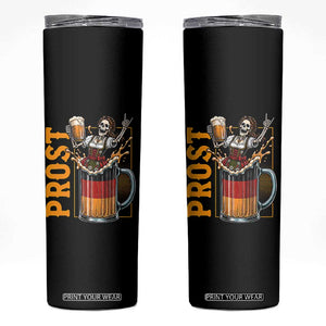 Funny Skeleton Oktoberfest Skinny Tumbler Spooky Prost German Beer Drinker Graphic