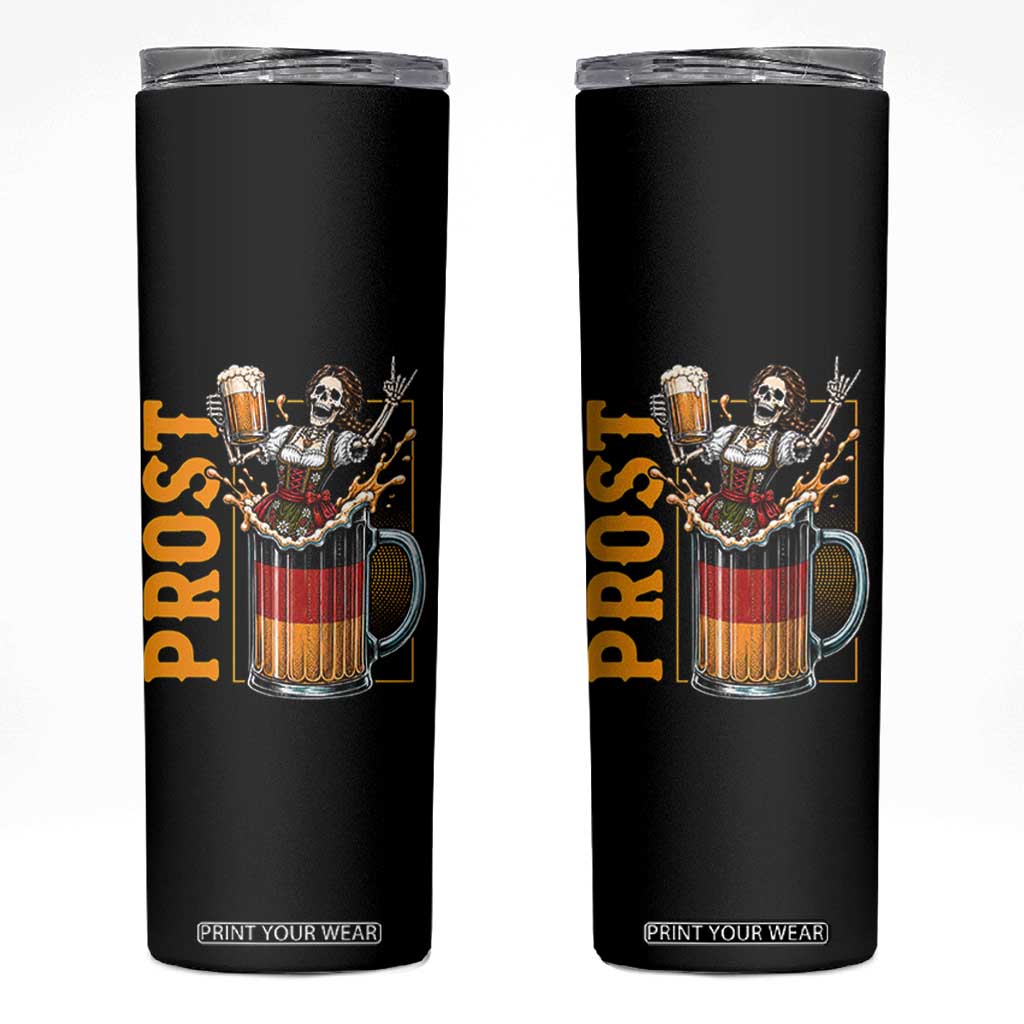 Funny Skeleton Oktoberfest Skinny Tumbler Spooky Prost German Beer Drinker Graphic TS12 Black Print Your Wear