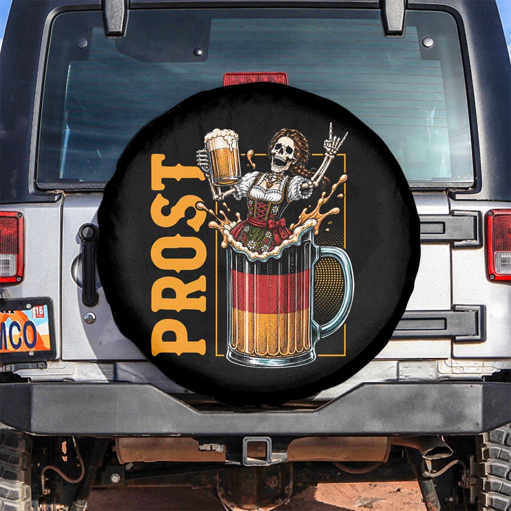 Funny Skeleton Oktoberfest Spare Tire Cover Spooky Prost German Beer Drinker Graphic TS12 No hole Black Print Your Wear
