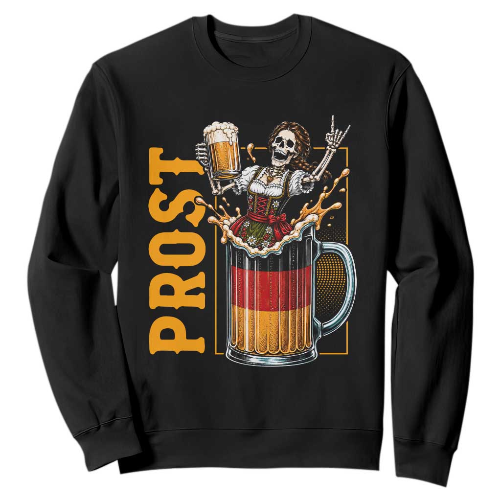 Funny Skeleton Oktoberfest Sweatshirt Spooky Prost German Beer Drinker Graphic TS12 Black Print Your Wear