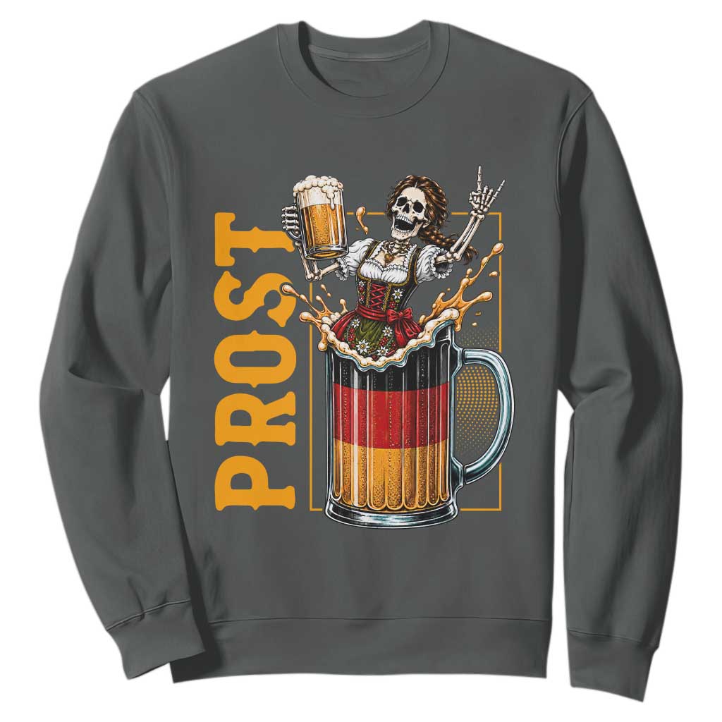 Funny Skeleton Oktoberfest Sweatshirt Spooky Prost German Beer Drinker Graphic