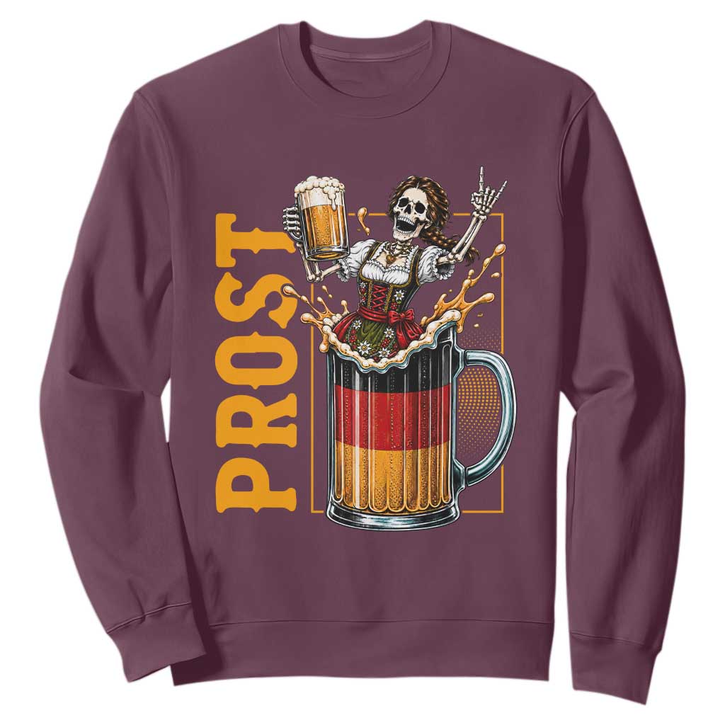 Funny Skeleton Oktoberfest Sweatshirt Spooky Prost German Beer Drinker Graphic