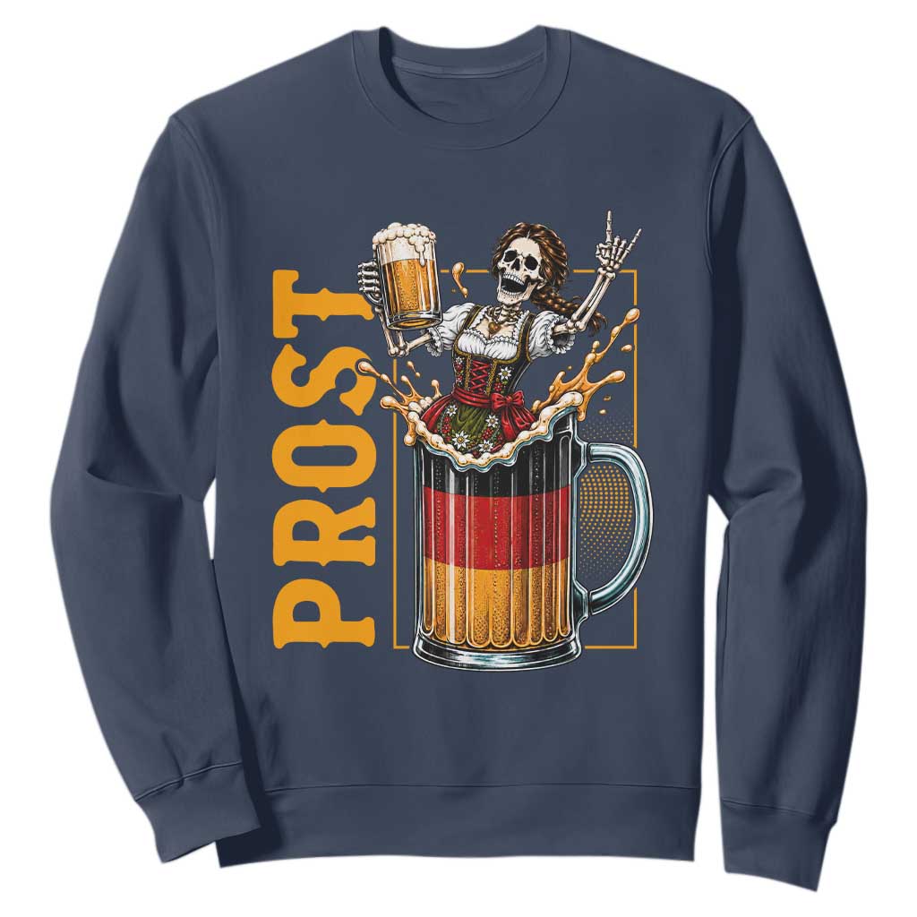 Funny Skeleton Oktoberfest Sweatshirt Spooky Prost German Beer Drinker Graphic