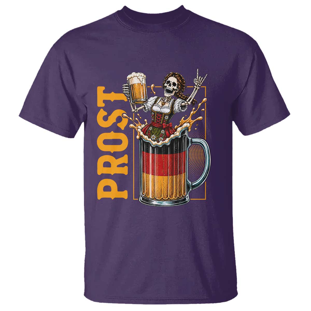 Funny Skeleton Oktoberfest T Shirt Spooky Prost German Beer Drinker Graphic