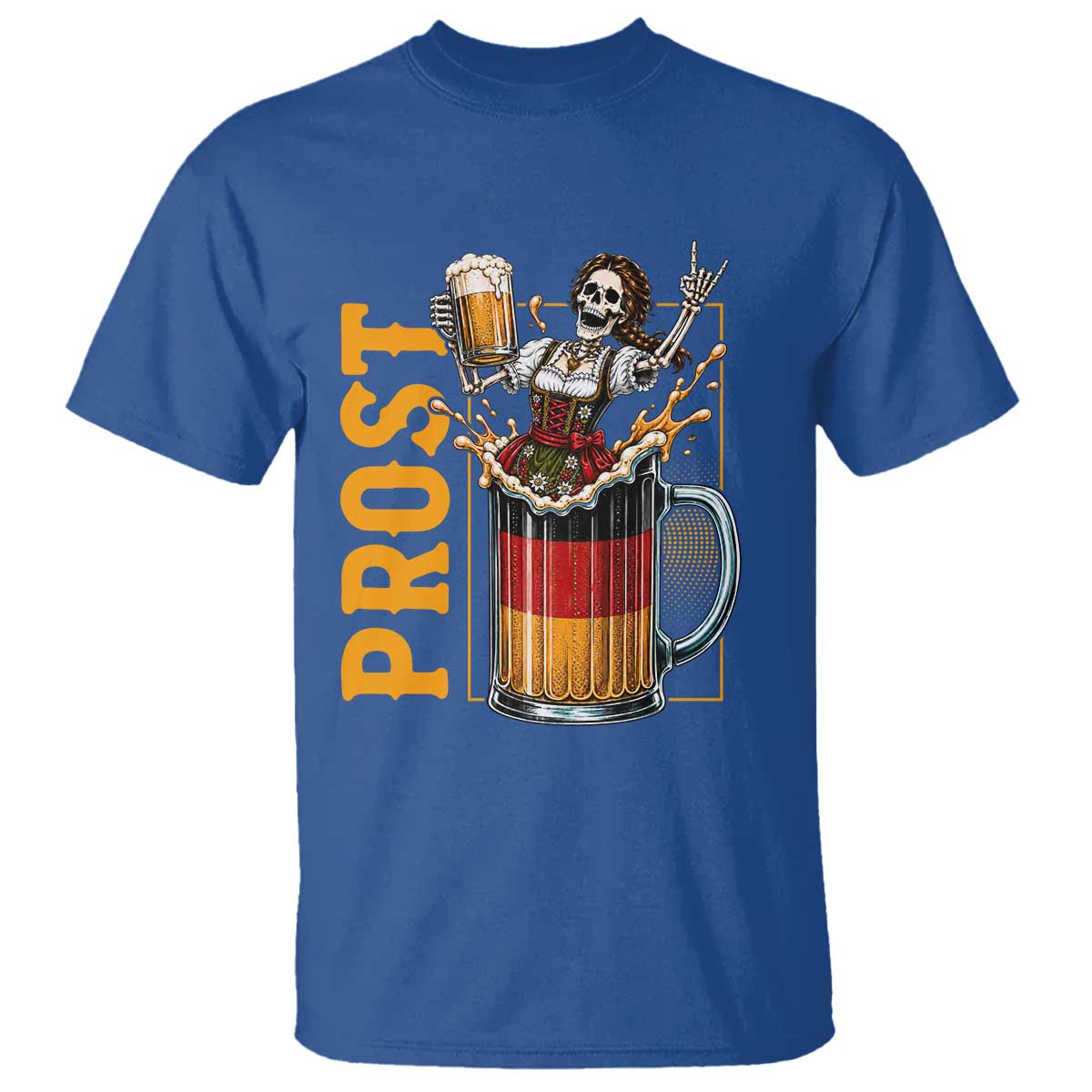 Funny Skeleton Oktoberfest T Shirt Spooky Prost German Beer Drinker Graphic