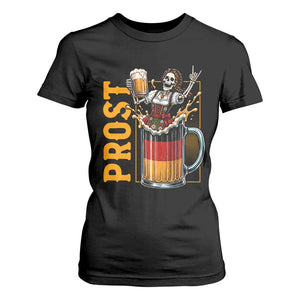 Funny Skeleton Oktoberfest T Shirt For Women Spooky Prost German Beer Drinker Graphic