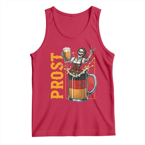 Funny Skeleton Oktoberfest Tank Top Spooky Prost German Beer Drinker Graphic