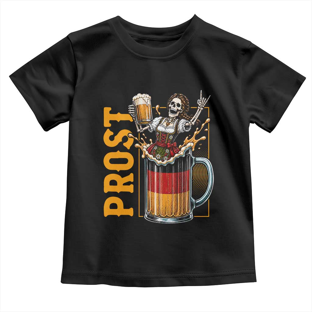 Funny Skeleton Oktoberfest Toddler T Shirt Spooky Prost German Beer Drinker Graphic TS12 Black Print Your Wear