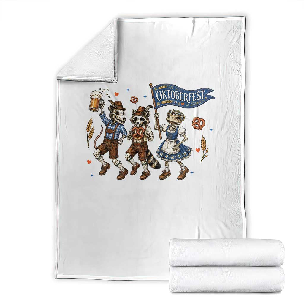 Funny Opossum Raccoon Frog Oktoberfest Beer Graphic Throw Blanket Spooky Drinking Team TS12 White Print Your Wear