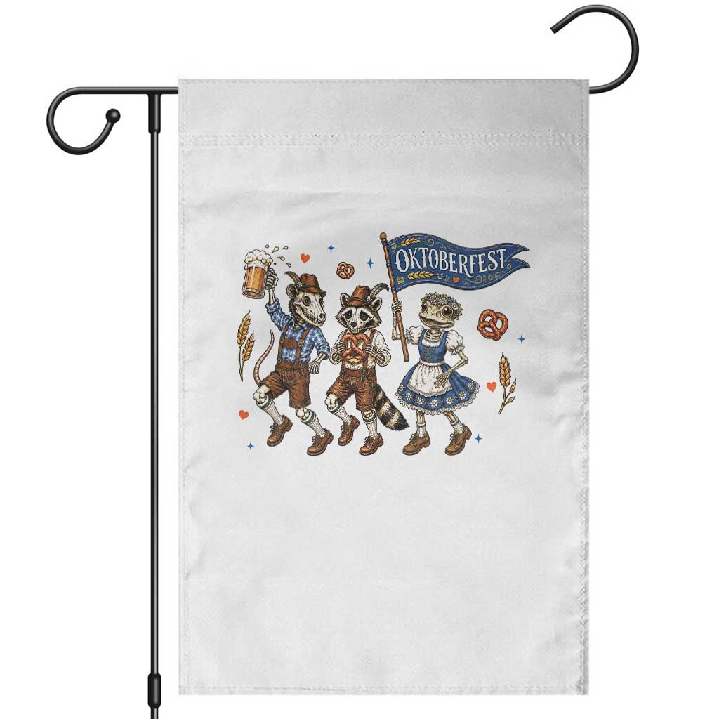 Funny Opossum Raccoon Frog Oktoberfest Beer Graphic Garden Flag Spooky Drinking Team