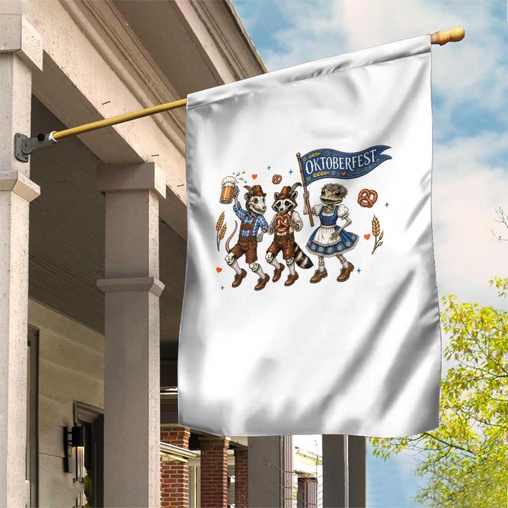 Funny Opossum Raccoon Frog Oktoberfest Beer Graphic Garden Flag Spooky Drinking Team