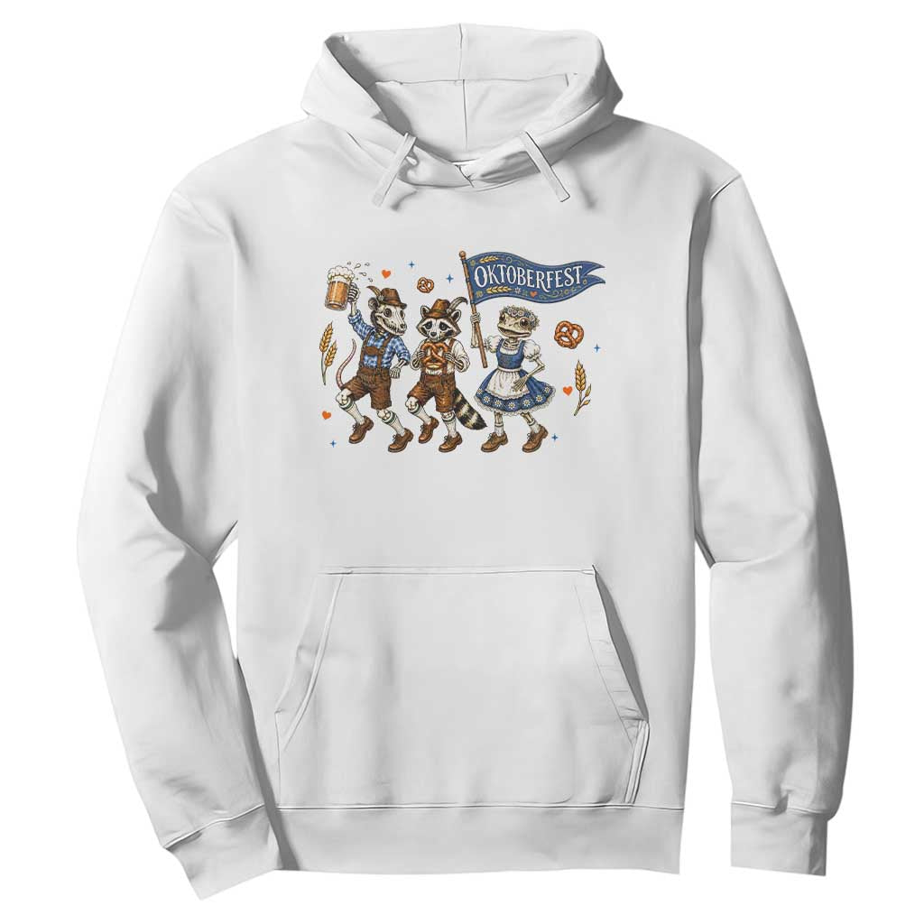 Funny Opossum Raccoon Frog Oktoberfest Beer Graphic Hoodie Spooky Drinking Team TS12 White Print Your Wear