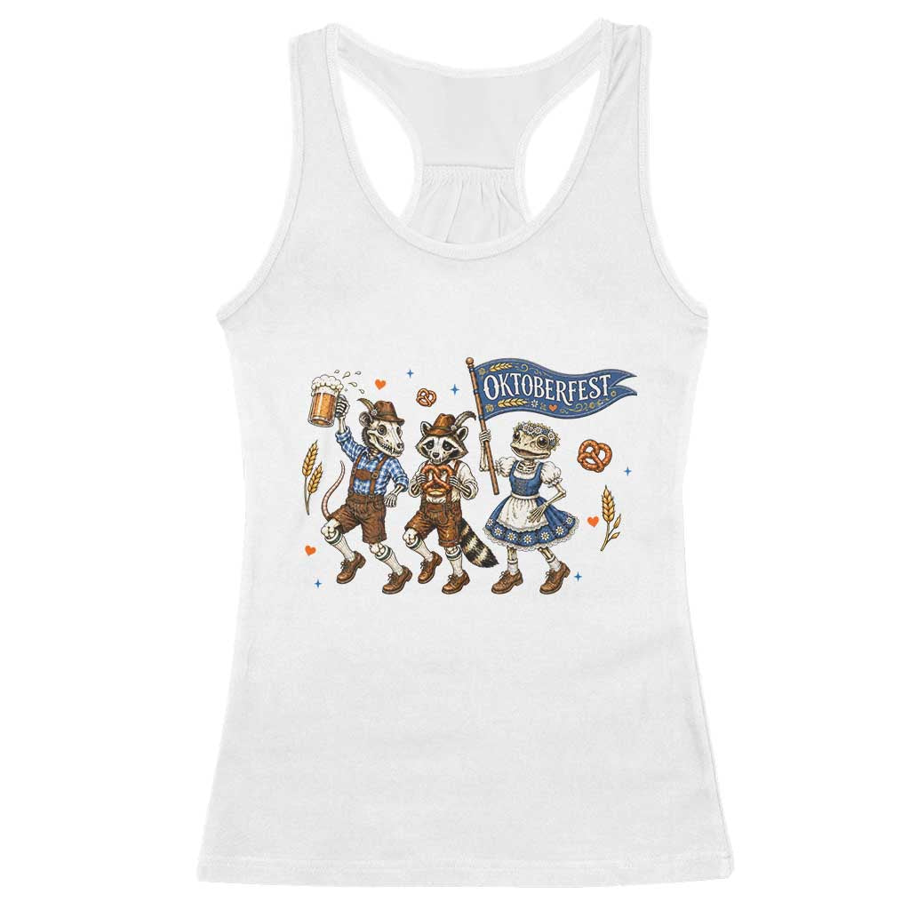 Funny Opossum Raccoon Frog Oktoberfest Beer Graphic Racerback Tank Top Spooky Drinking Team TS12 White Print Your Wear
