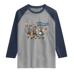 Funny Opossum Raccoon Frog Oktoberfest Beer Graphic Raglan Shirt Spooky Drinking Team