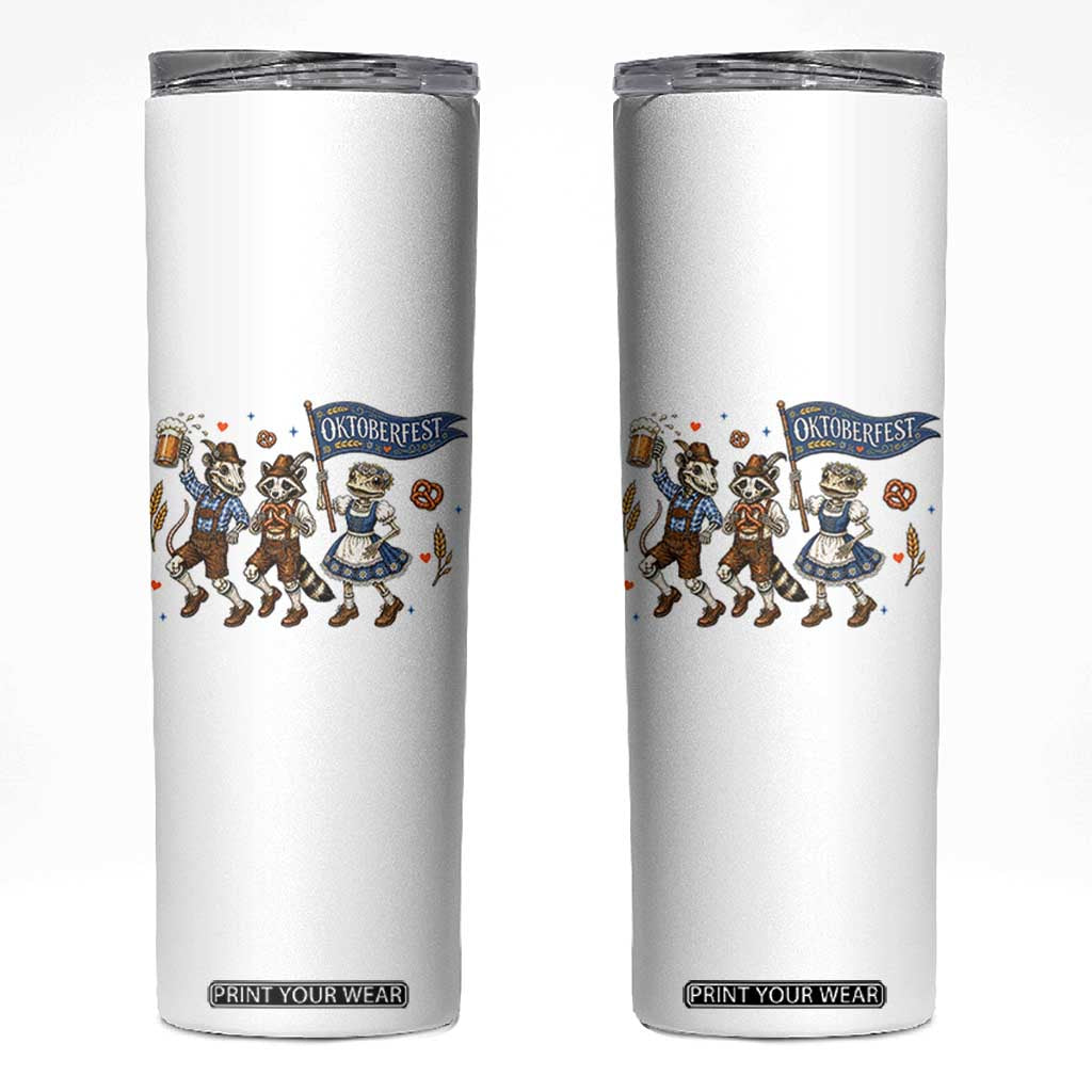 Funny Opossum Raccoon Frog Oktoberfest Beer Graphic Skinny Tumbler Spooky Drinking Team TS12 White Print Your Wear