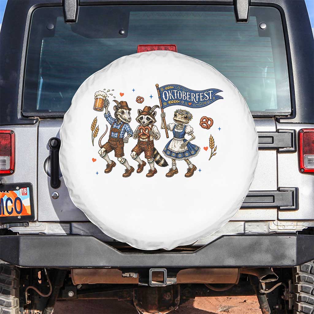 Funny Opossum Raccoon Frog Oktoberfest Beer Graphic Spare Tire Cover Spooky Drinking Team TS12 No hole White Print Your Wear